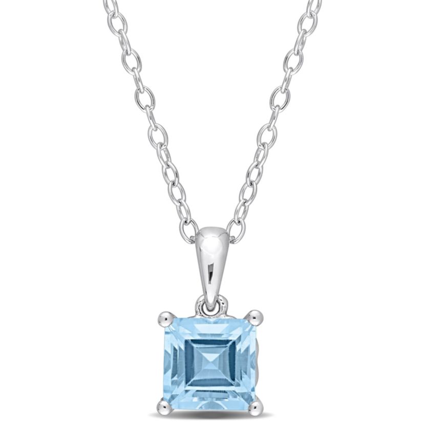 1.5 ct. t.g.w. Sky Blue Topaz Solitaire Pendant with Chain in Sterling Silver