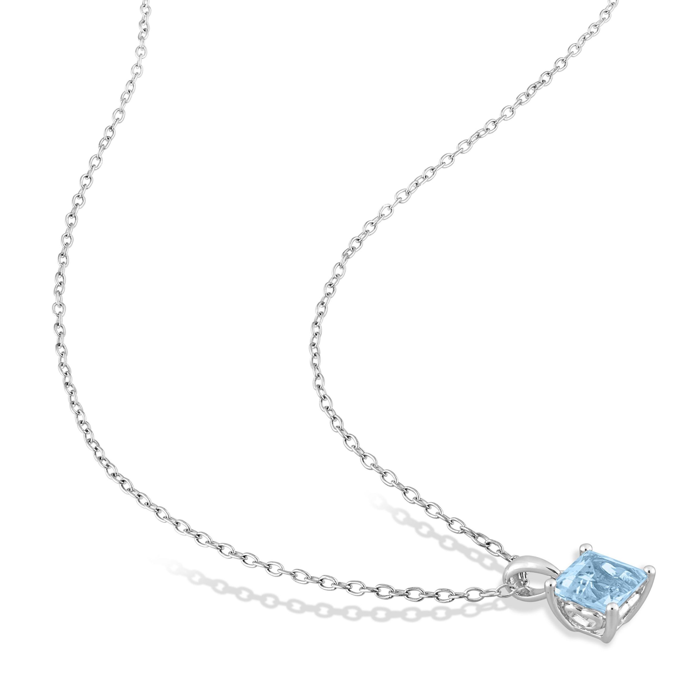 1.5 ct. t.g.w. Sky Blue Topaz Solitaire Pendant with Chain in Sterling Silver