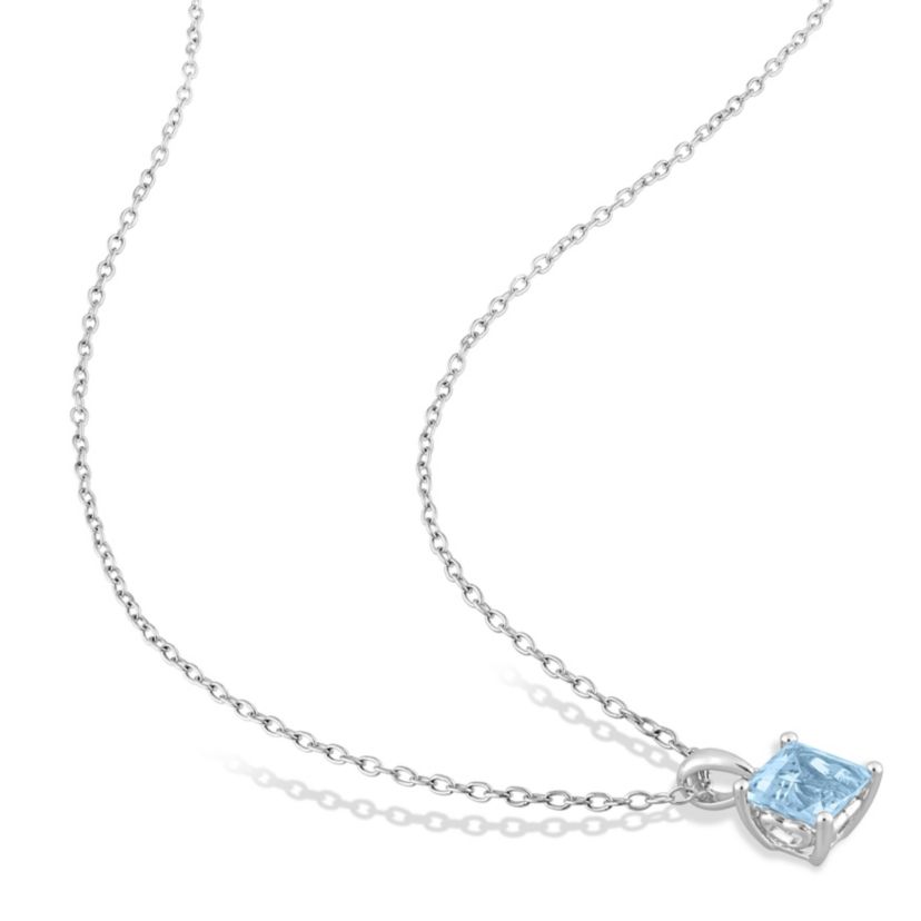 1.5 ct. t.g.w. Sky Blue Topaz Solitaire Pendant with Chain in Sterling Silver