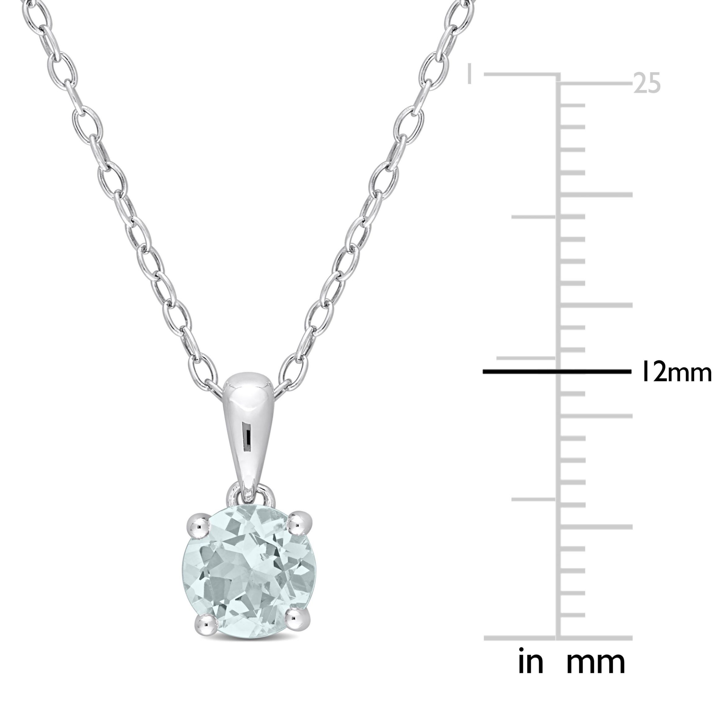 3/4 ct. t.g.w. Aquamarine Solitaire Pendant with Chain in Sterling Silver