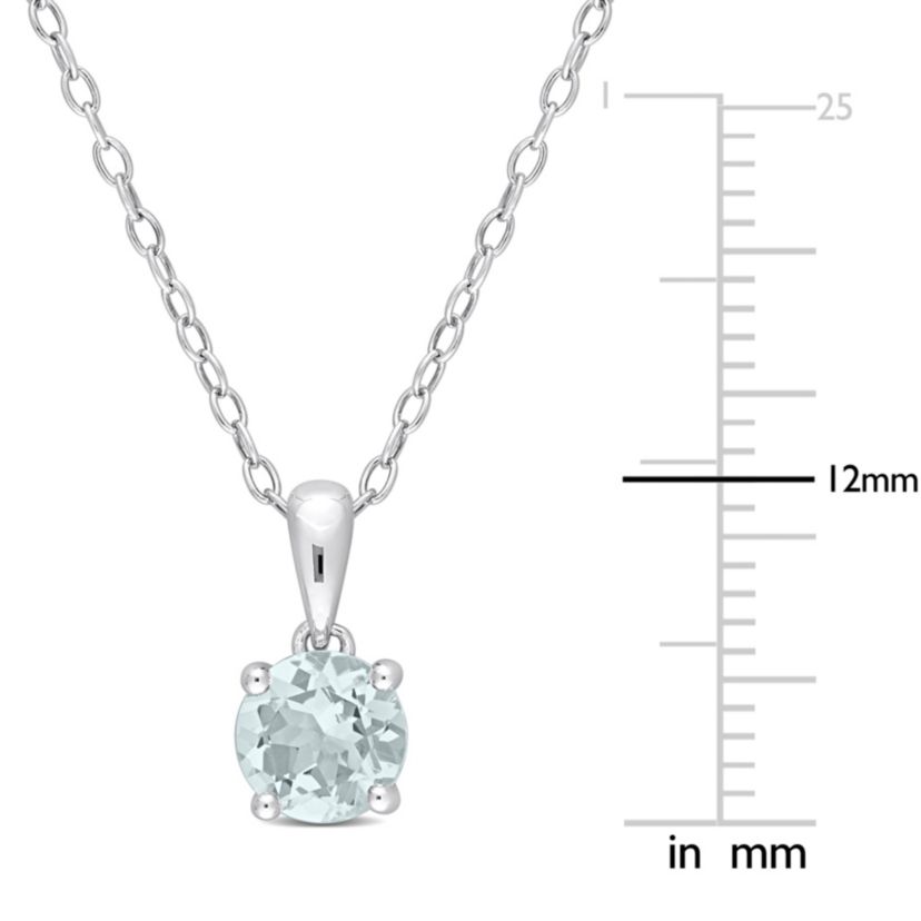 3/4 ct. t.g.w. Aquamarine Solitaire Pendant with Chain in Sterling Silver