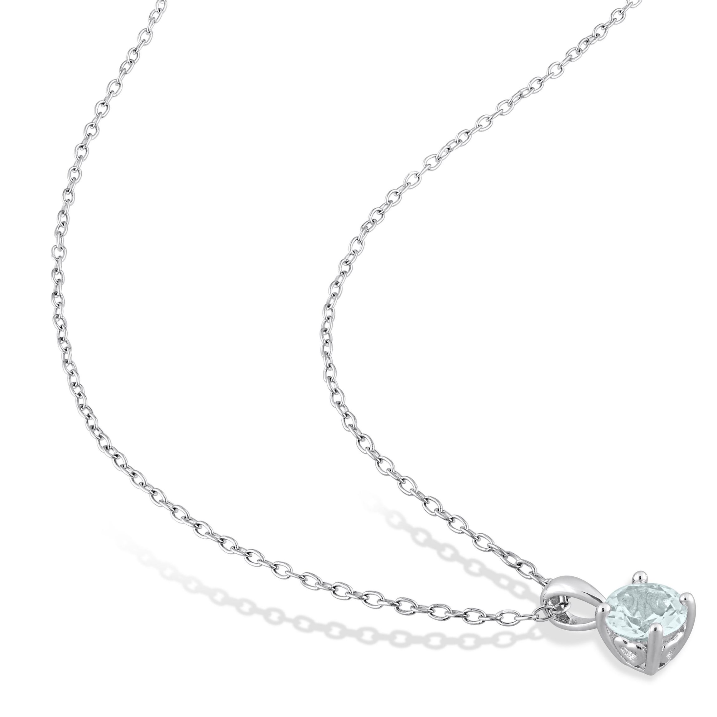 3/4 ct. t.g.w. Aquamarine Solitaire Pendant with Chain in Sterling Silver