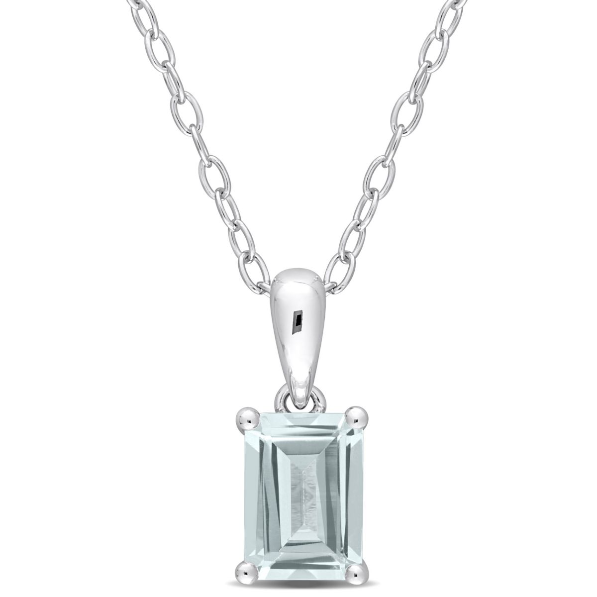 1 ct. t.g.w. Aquamarine Solitaire Pendant with Chain in Sterling Silver