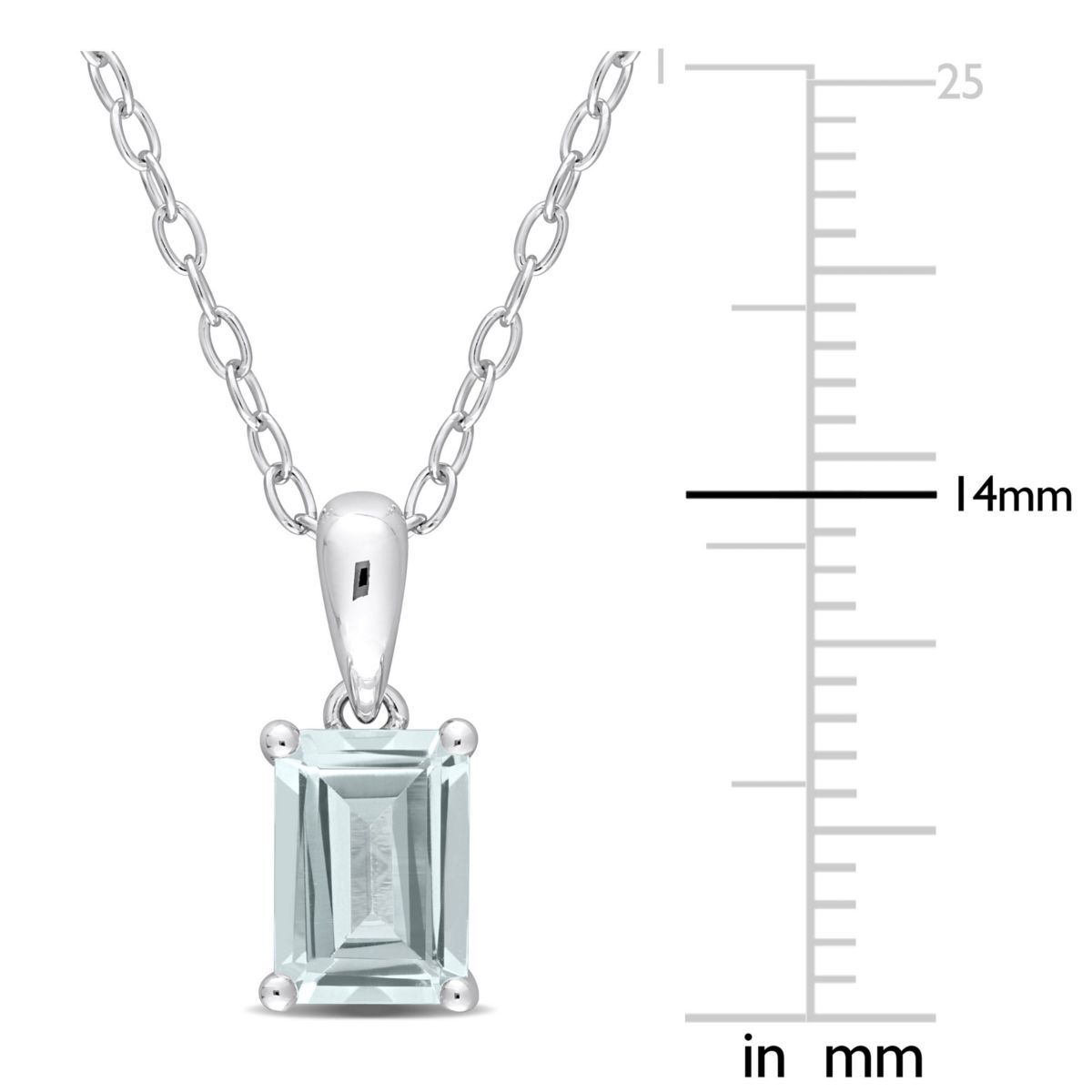 1 ct. t.g.w. Aquamarine Solitaire Pendant with Chain in Sterling Silver