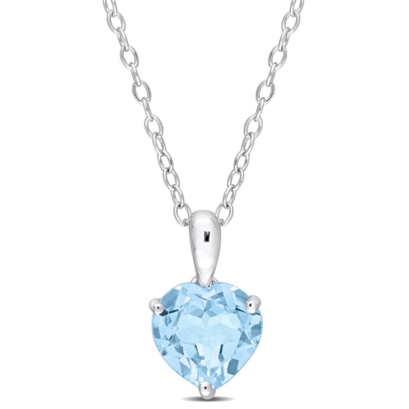 2 ct. t.g.w. Sky Blue Topaz Solitaire Pendant with Chain in Sterling Silver
