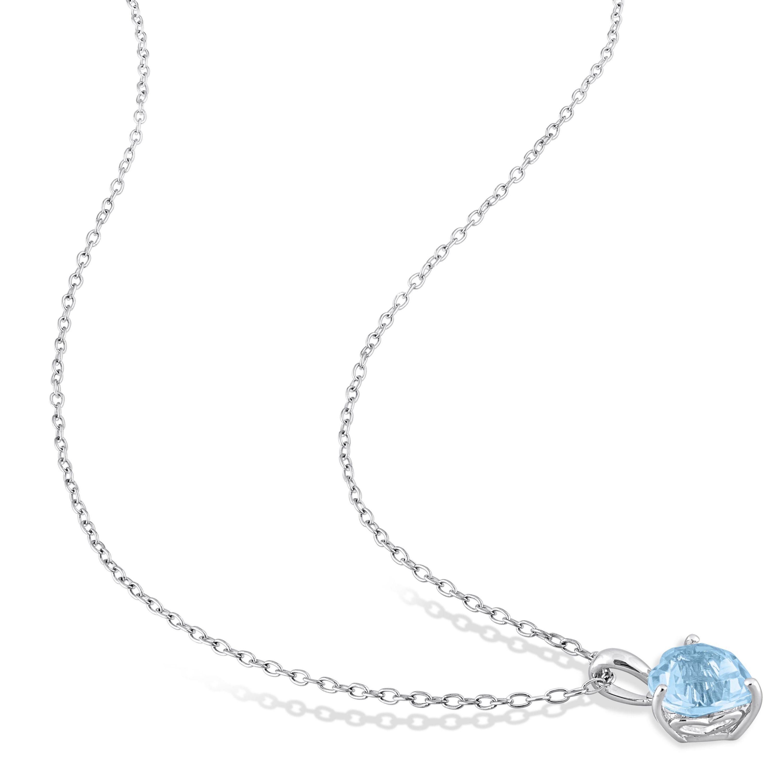 2 ct. t.g.w. Sky Blue Topaz Solitaire Pendant with Chain in Sterling Silver
