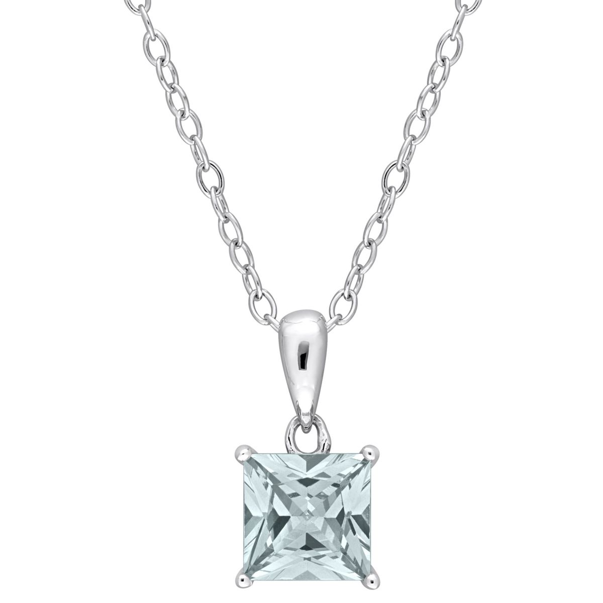 1 ct. t.g.w. Synthetic Spinel (Aquamarine) Solitaire Pendant with Chain in Sterling Silver