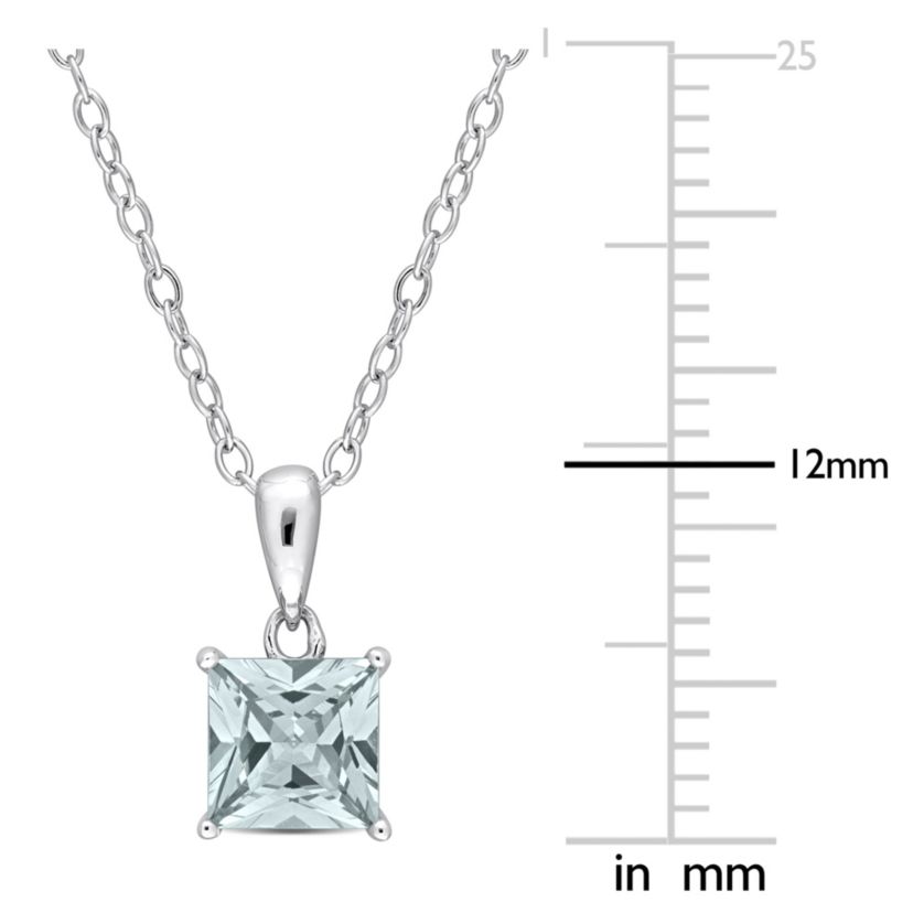 1 ct. t.g.w. Synthetic Spinel (Aquamarine) Solitaire Pendant with Chain in Sterling Silver