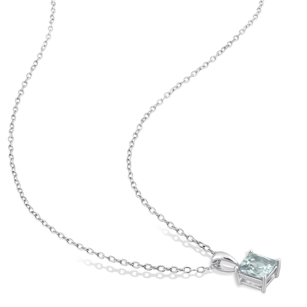 1 ct. t.g.w. Synthetic Spinel (Aquamarine) Solitaire Pendant with Chain in Sterling Silver