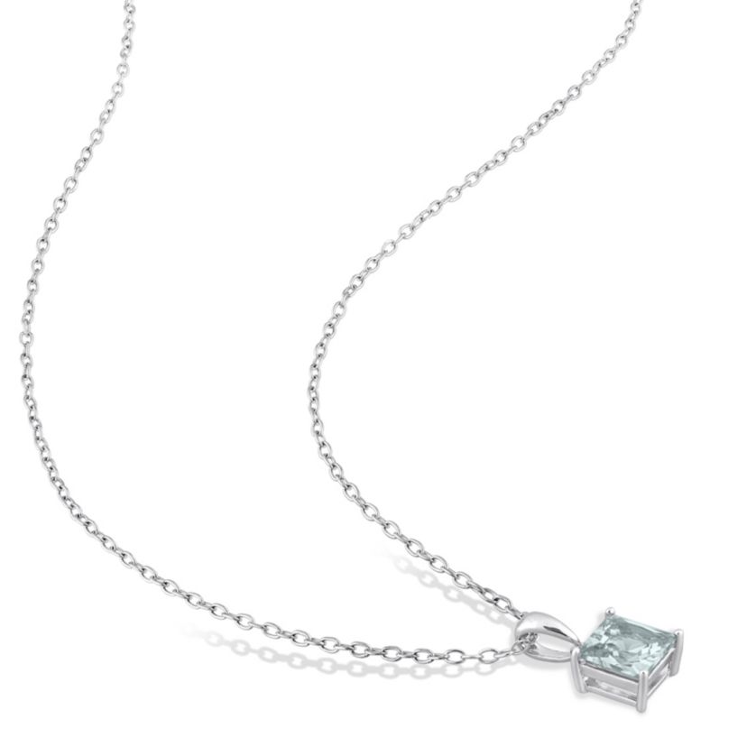 1 ct. t.g.w. Synthetic Spinel (Aquamarine) Solitaire Pendant with Chain in Sterling Silver