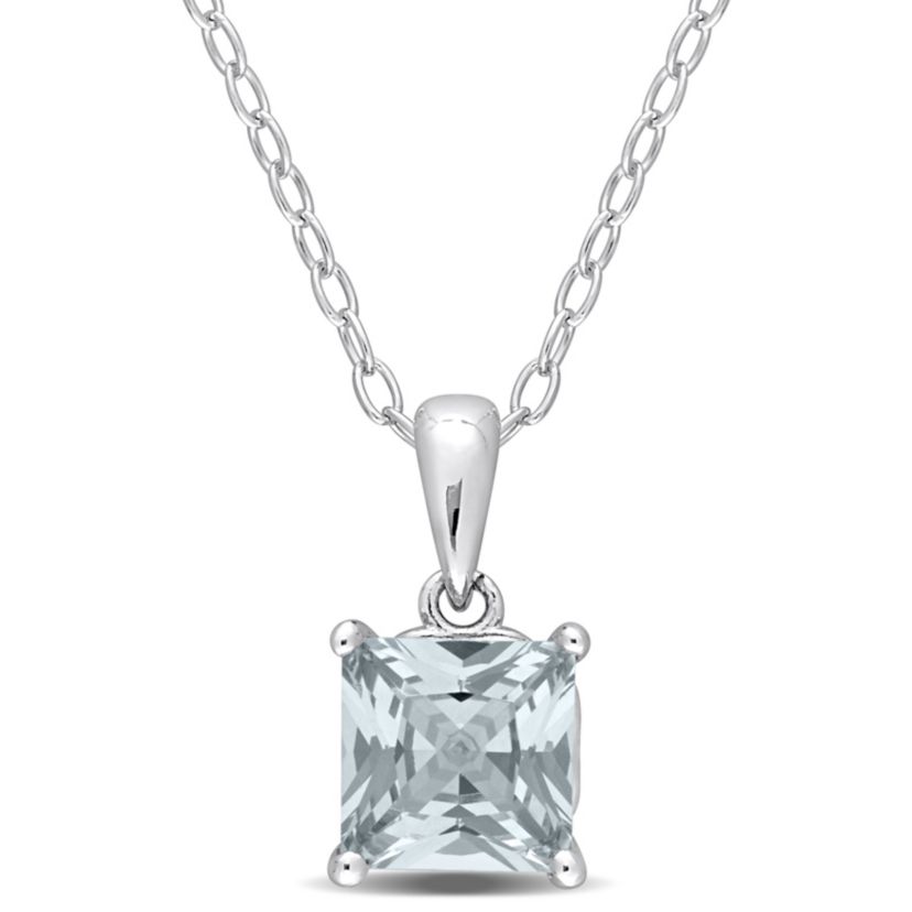 1 ct. t.g.w. Synthetic Spinel (Aquamarine) Solitaire Pendant with Chain in Sterling Silver