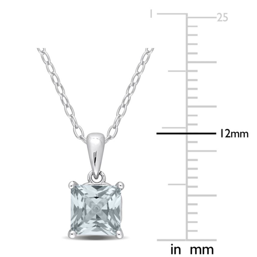 1 ct. t.g.w. Synthetic Spinel (Aquamarine) Solitaire Pendant with Chain in Sterling Silver