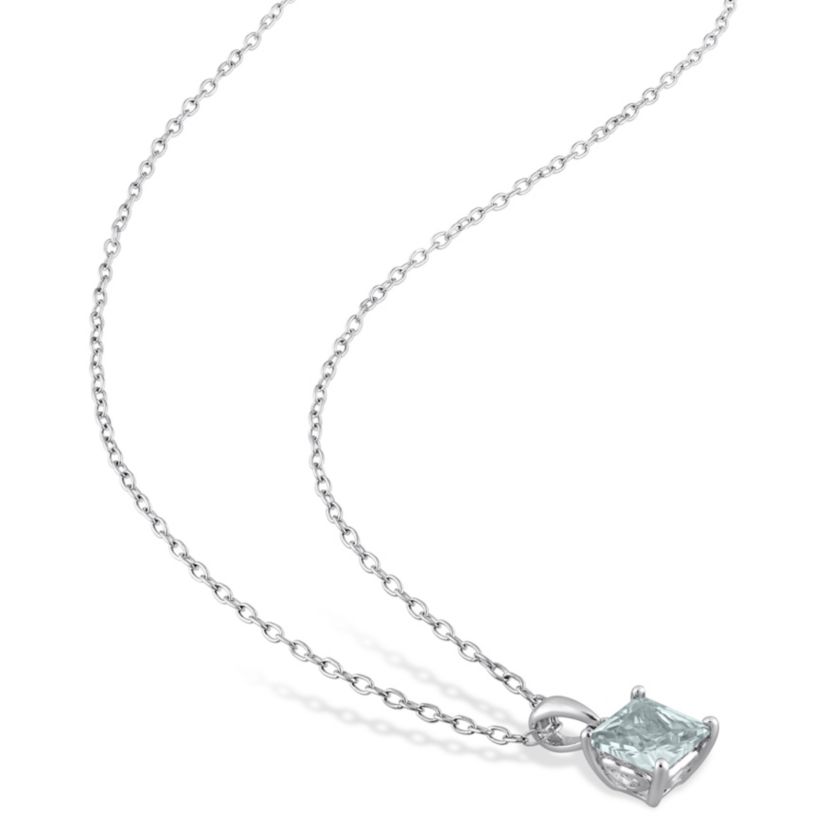 1 ct. t.g.w. Synthetic Spinel (Aquamarine) Solitaire Pendant with Chain in Sterling Silver