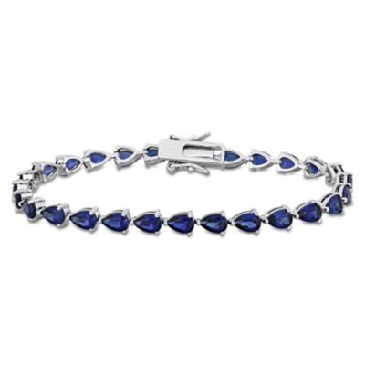 Belk & Co Lab Created 13.5 ct. t.g.w. Blue Sapphire Bracelet in Sterling Silver