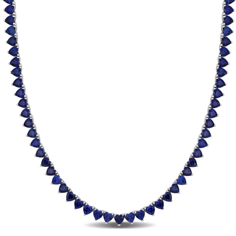 31.2 ct. t.g.w. Created Blue Sapphire Necklace in Sterling Silver