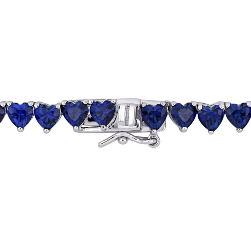 31.2 ct. t.g.w. Created Blue Sapphire Necklace in Sterling Silver