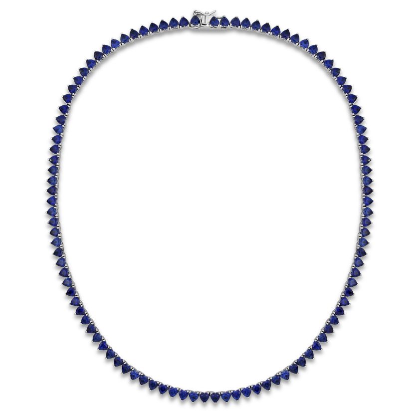 31.2 ct. t.g.w. Created Blue Sapphire Necklace in Sterling Silver