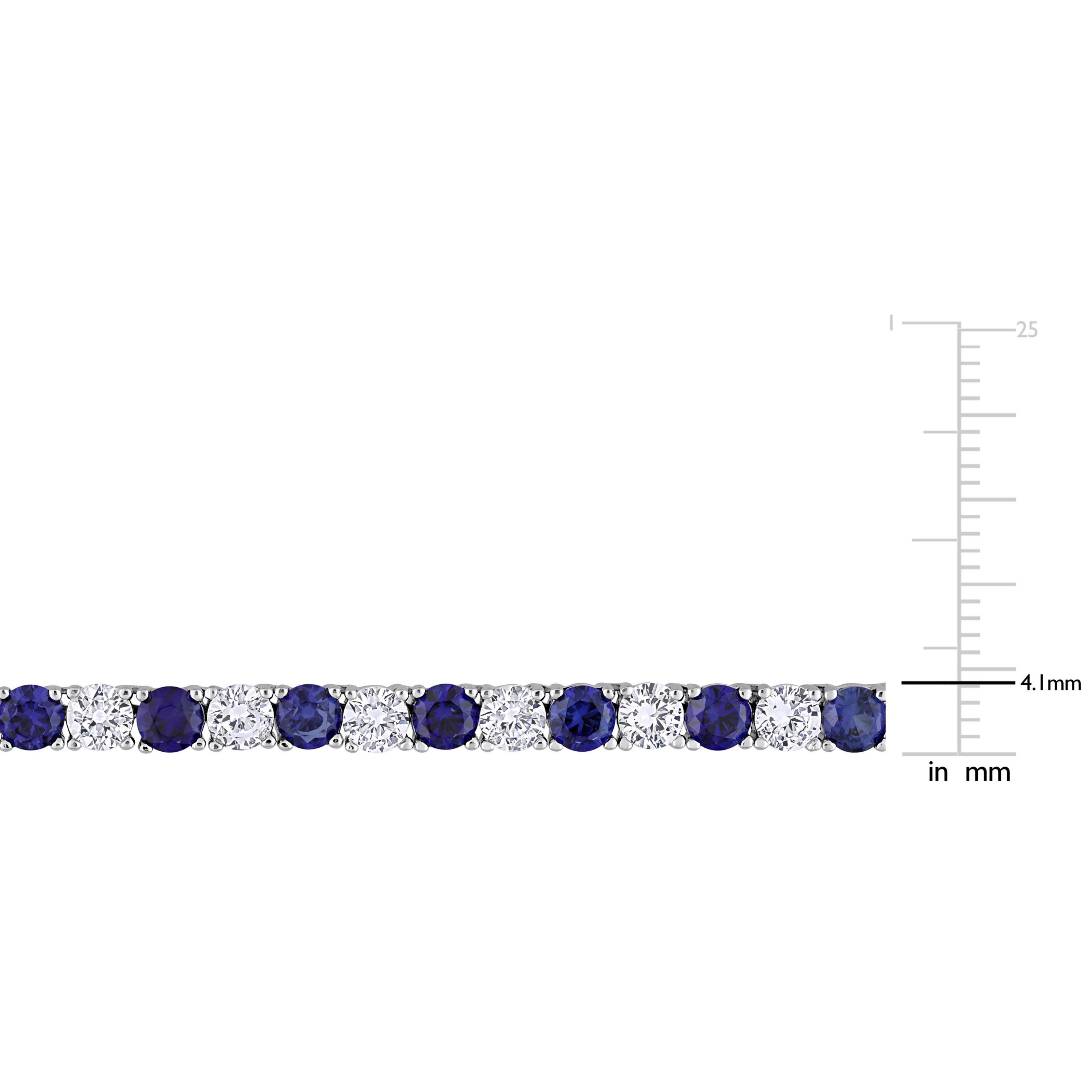 Lab Created 2-Piece set of 47.20 ct. t.g.w. Created Blue and White Sapphire Tennis Bracelet and Necklace in Sterling Silver