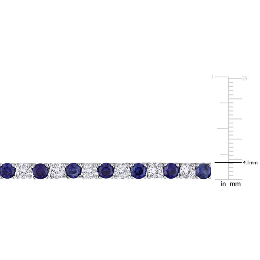 Lab Created 2-Piece set of 47.20 ct. t.g.w. Created Blue and White Sapphire Tennis Bracelet and Necklace in Sterling Silver