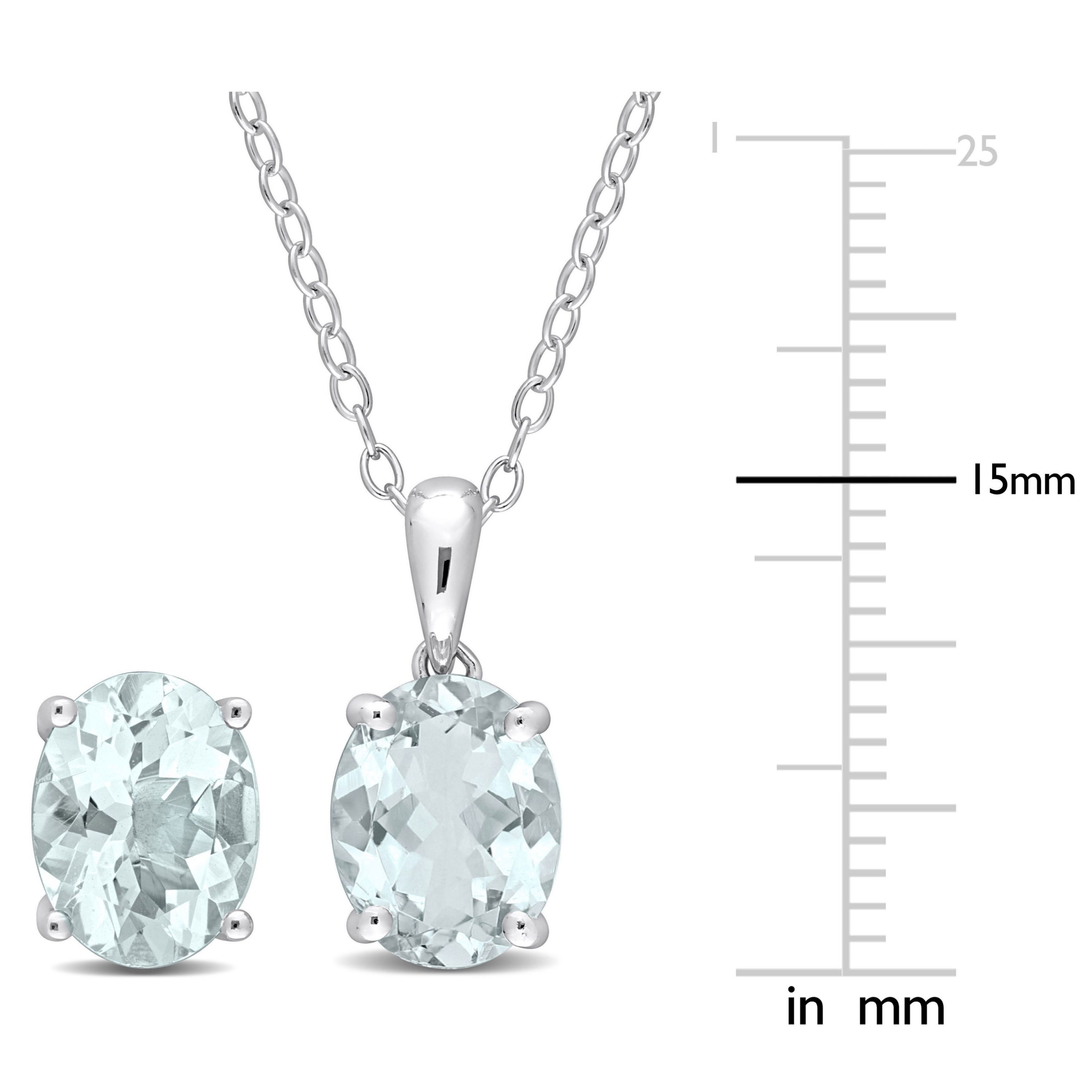 2-Piece Set of 4.50 ct. t.g.w. Aquamarine Earrings and Pendant with Chain in Sterling Silver