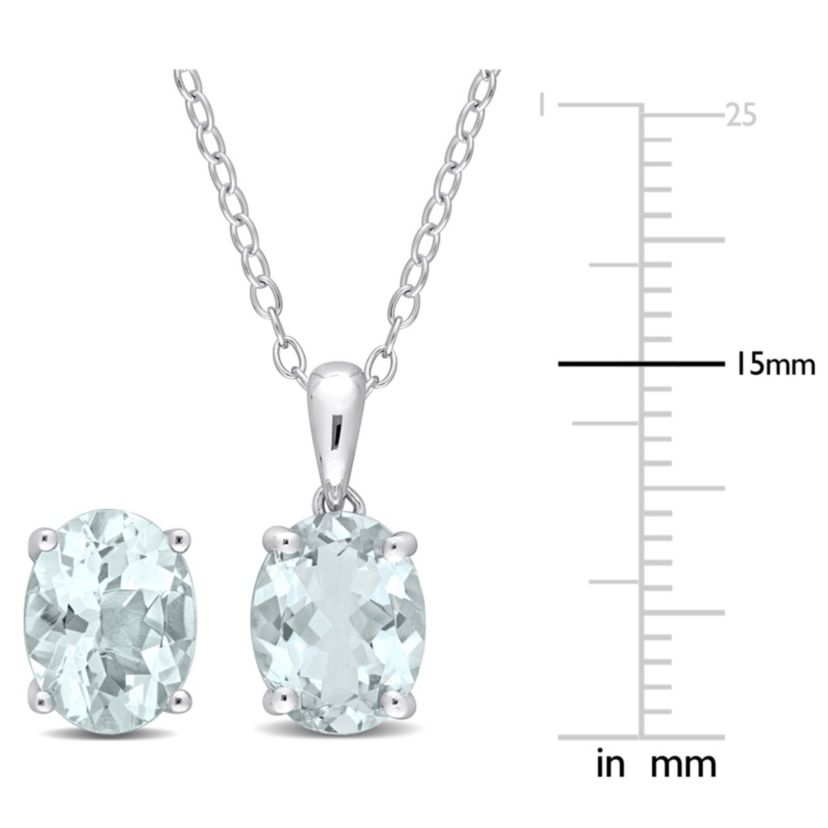 2-Piece Set of 4.50 ct. t.g.w. Aquamarine Earrings and Pendant with Chain in Sterling Silver