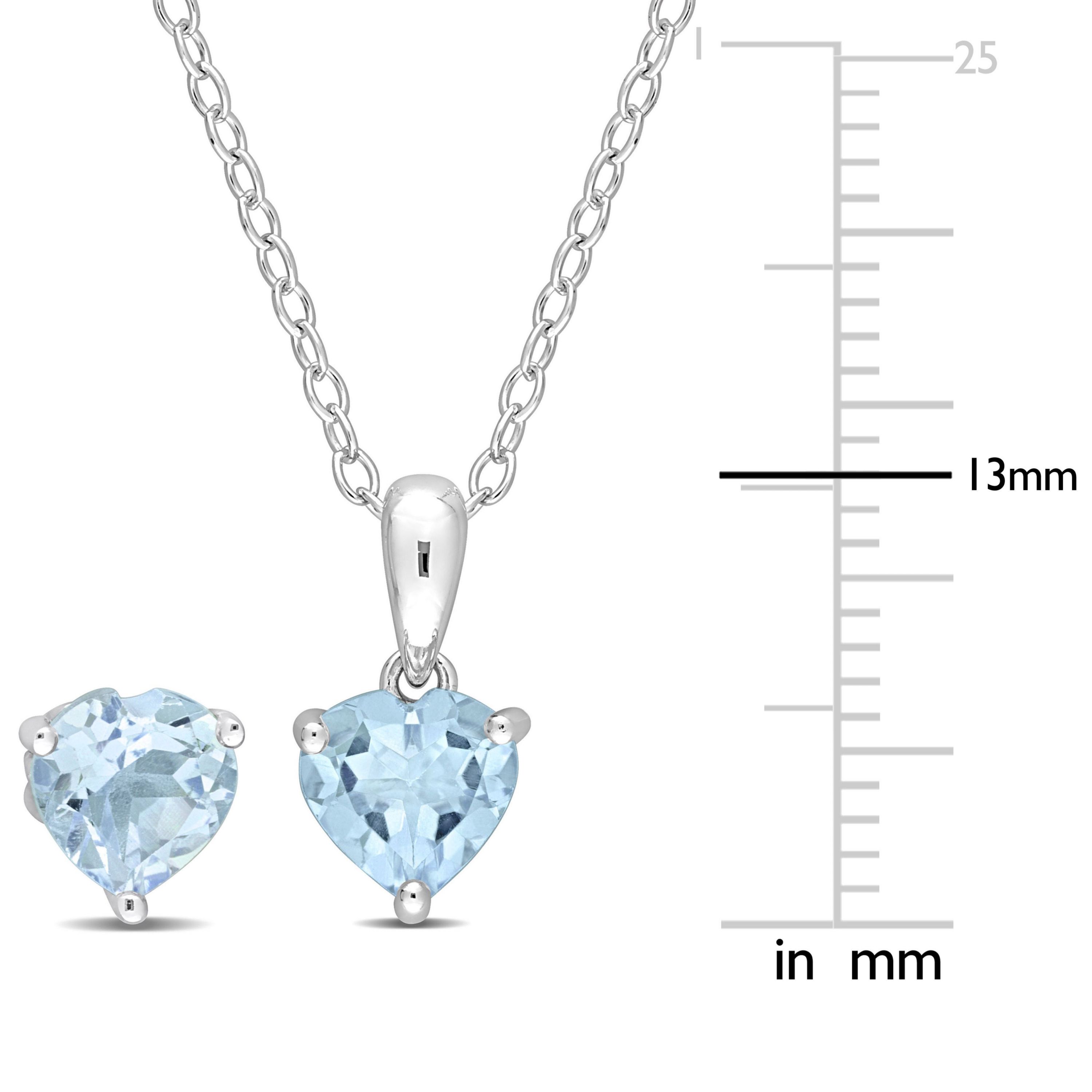 2-Piece Set of 2.95 ct. t.g.w. Sky Blue Topaz Solitaire Earrings and Pendant with Chain in Sterling Silver