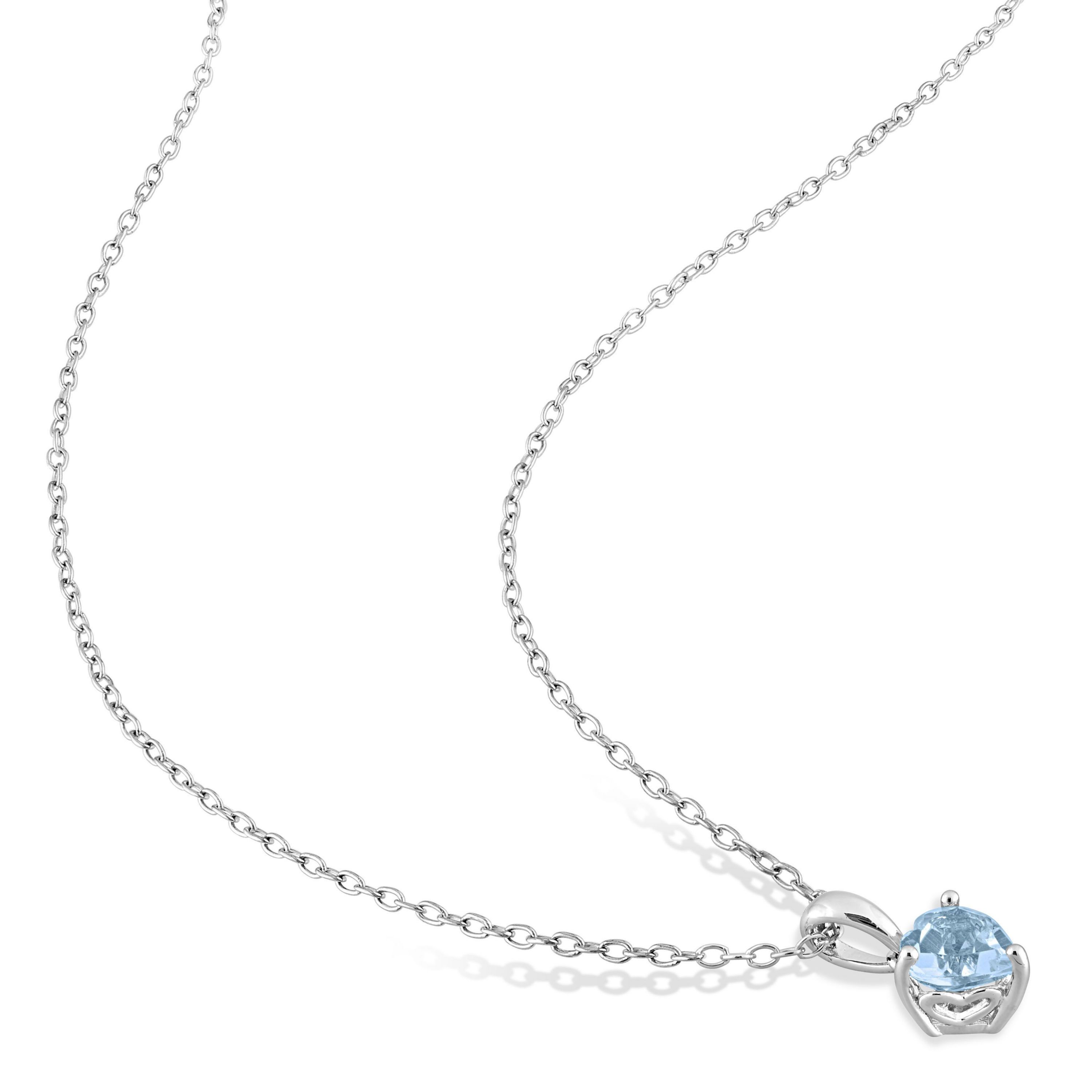 2-Piece Set of 2.95 ct. t.g.w. Sky Blue Topaz Solitaire Earrings and Pendant with Chain in Sterling Silver
