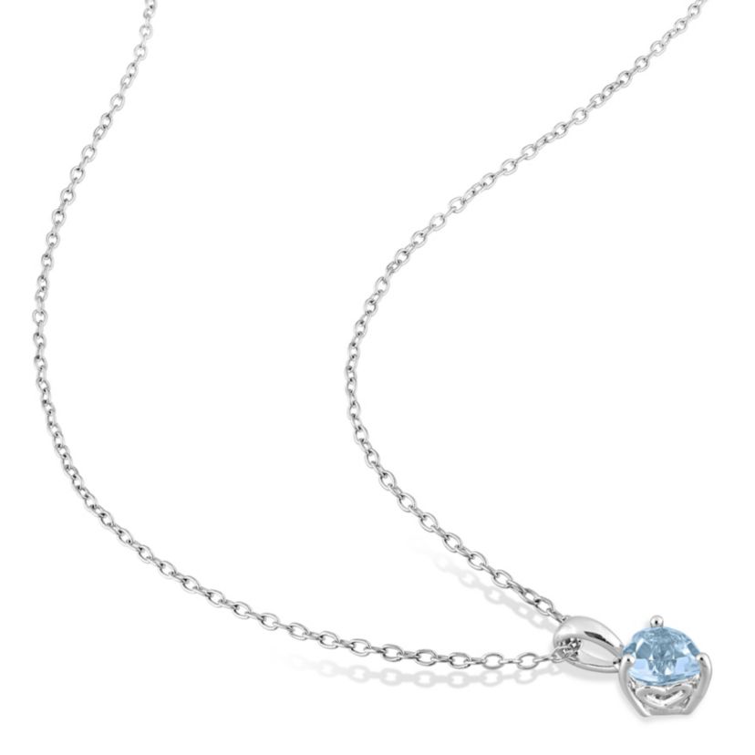 2-Piece Set of 2.95 ct. t.g.w. Sky Blue Topaz Solitaire Earrings and Pendant with Chain in Sterling Silver