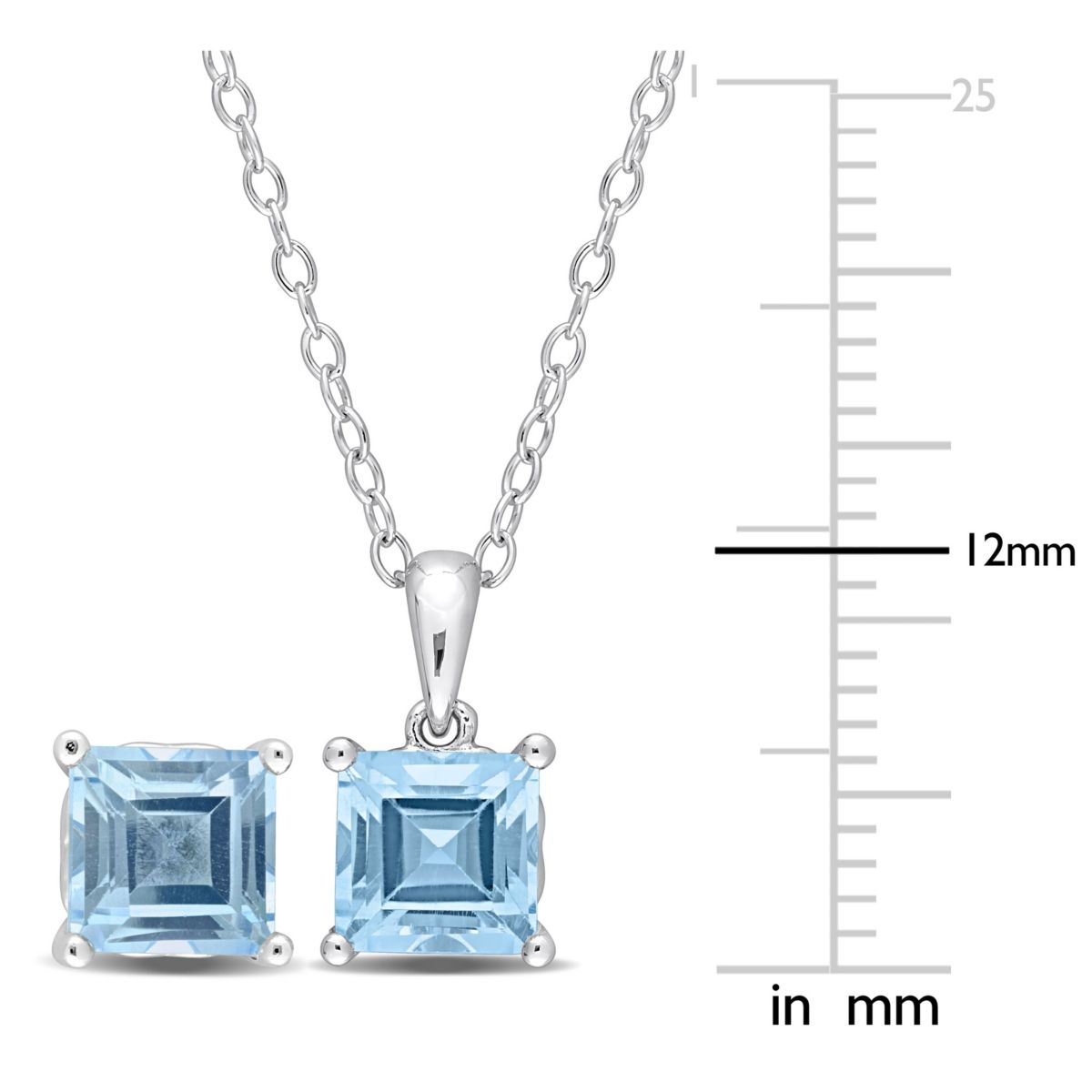 2-Piece Set of  4.25 ct. t.g.w. Sky Blue Topaz Earrings and Pendant with Chain in Sterling Silver