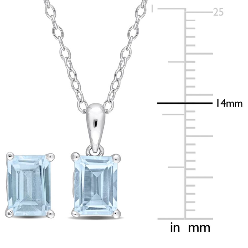 2-Piece Set of 3.7 ct. t.g.w. Sky Blue Topaz Solitaire Earrings and Pendant with Chain in Sterling Silver