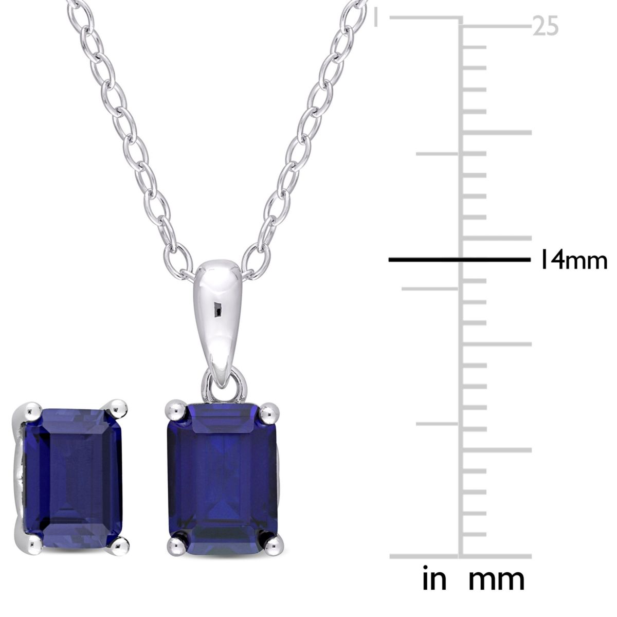 Lab Created 2-Piece Set of 4.75 ct. t.g.w. Created Blue Sapphire Earrings and Pendant with Chain in Sterling Silver
