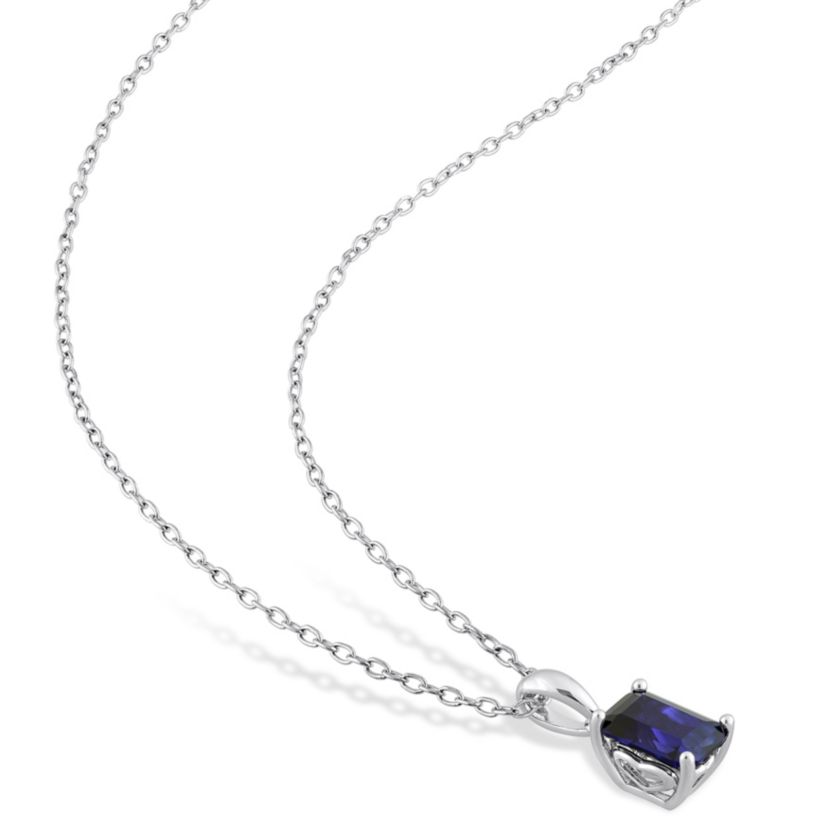 Lab Created 2-Piece Set of 4.75 ct. t.g.w. Created Blue Sapphire Earrings and Pendant with Chain in Sterling Silver