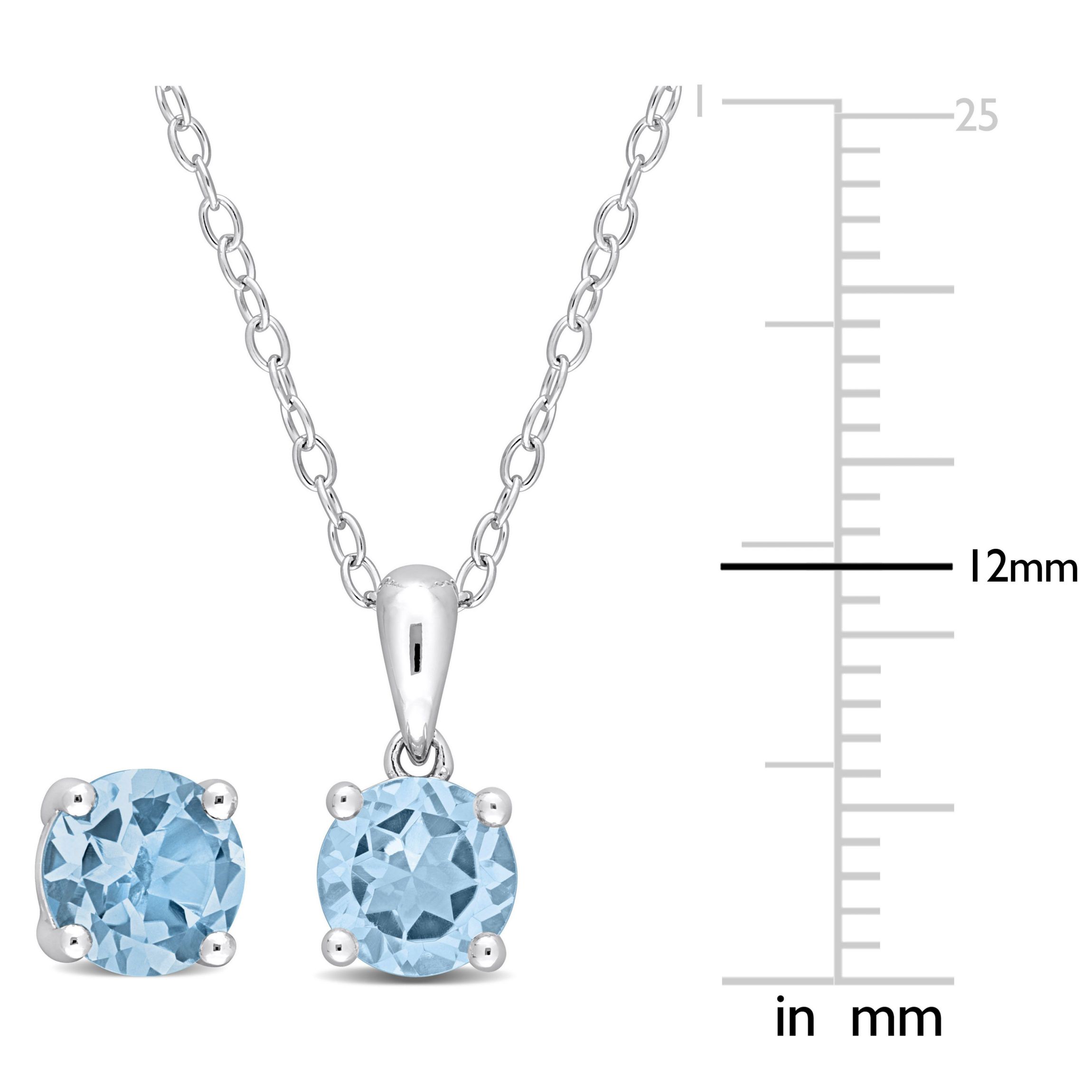 2-Piece Set of 3 ct. t.g.w. Sky Blue Topaz Solitaire Earrings and Pendant with Chain in Sterling Silver