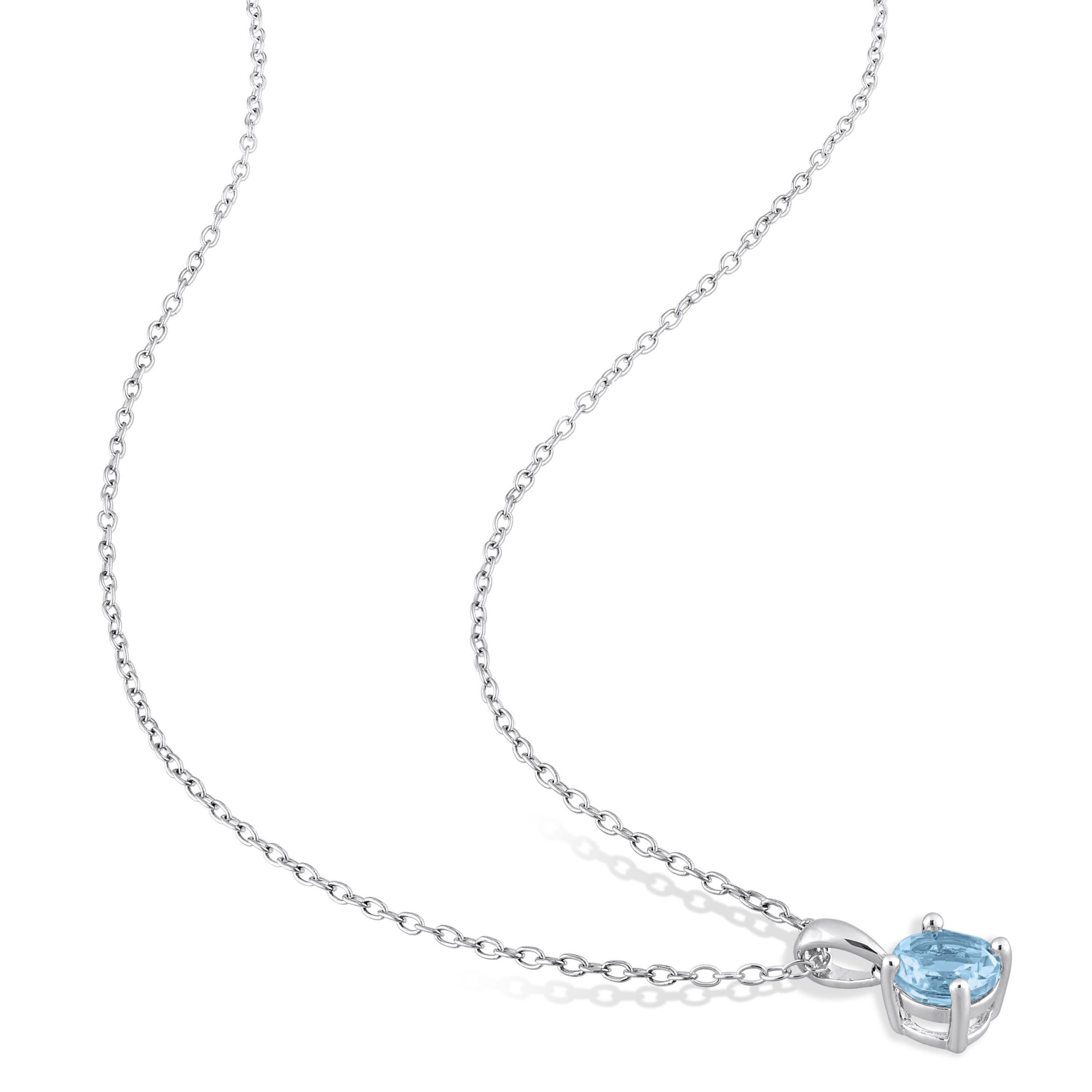 2-Piece Set of 3 ct. t.g.w. Sky Blue Topaz Solitaire Earrings and Pendant with Chain in Sterling Silver