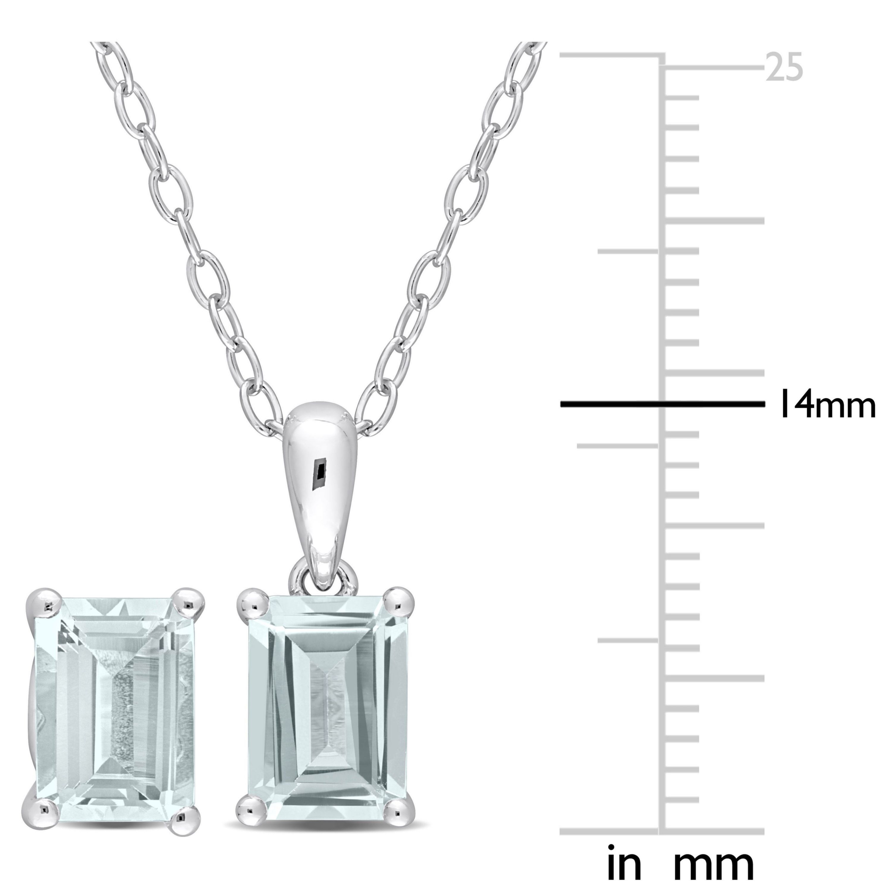 2-Piece Set of 2.85 ct. t.g.w. Aquamarine Earrings and Pendant with Chain in Sterling Silver