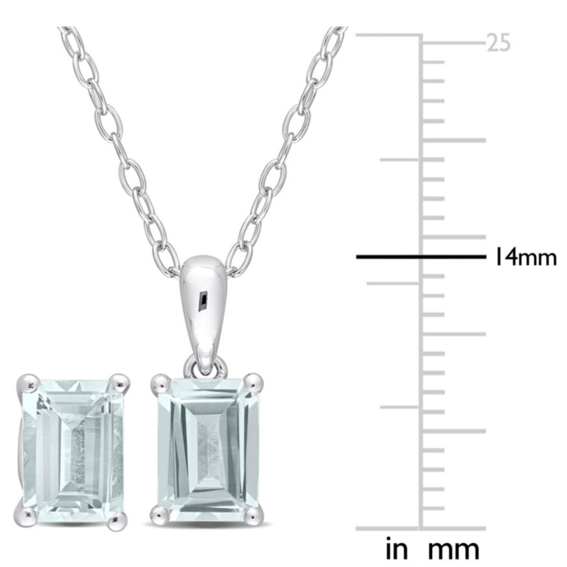 2-Piece Set of 2.85 ct. t.g.w. Aquamarine Earrings and Pendant with Chain in Sterling Silver
