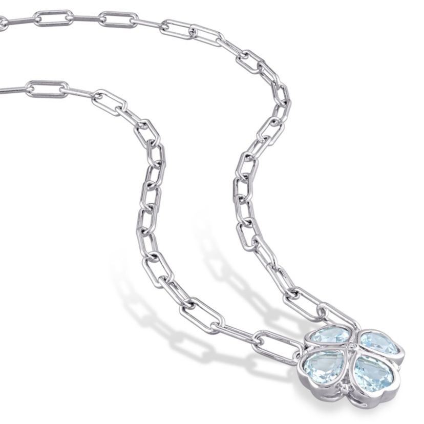 2-Piece Set of 8.30 ct. t.g.w. Sky Blue Topaz and 1/10 ct. t.w. Diamond Earrings and Pendant with Chain in Sterling Silver