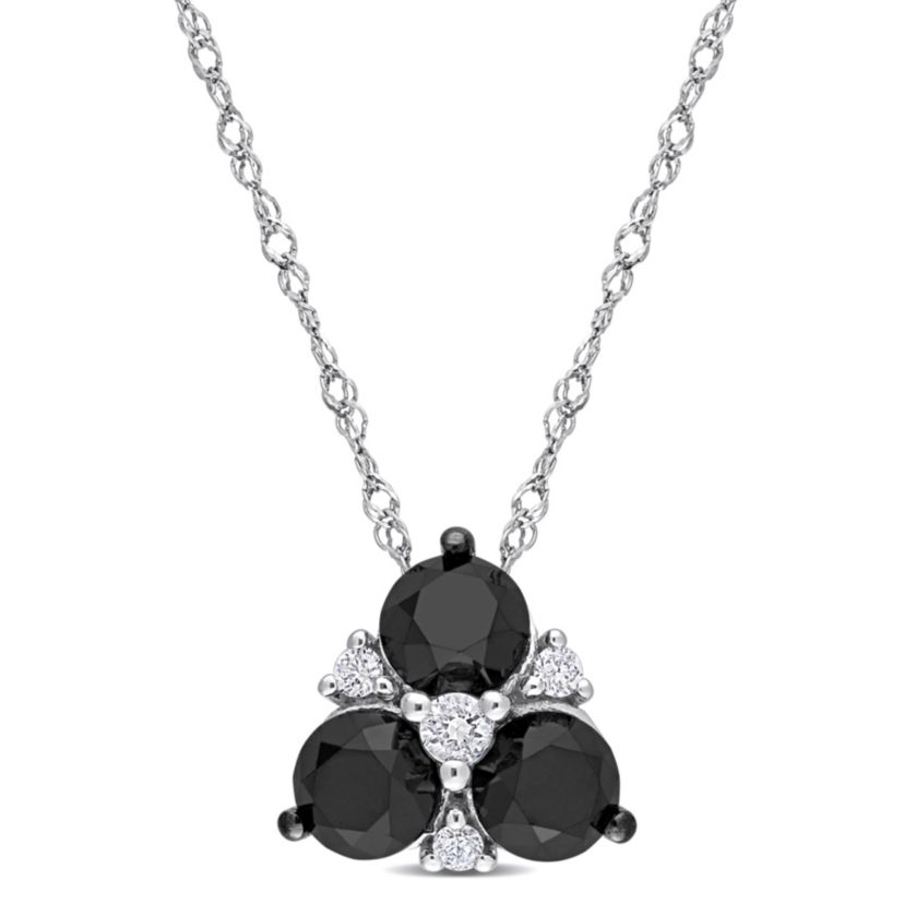 Black and White Diamond Pendant with Chain in 10K White Gold