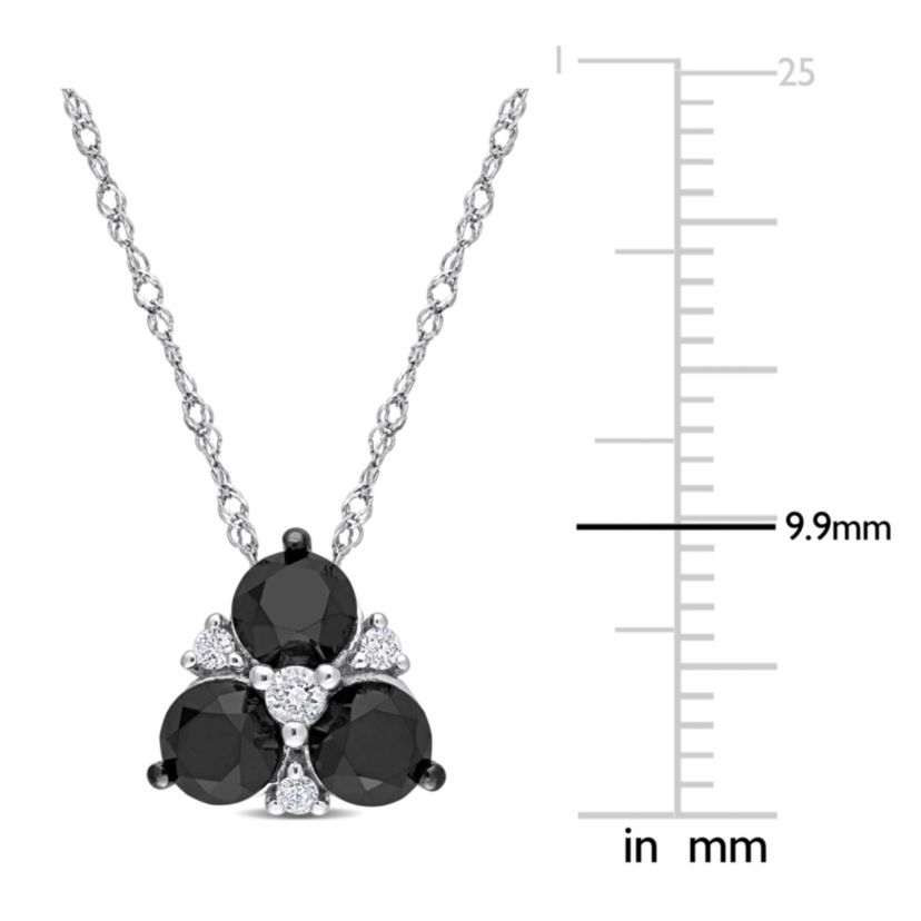 Black and White Diamond Pendant with Chain in 10K White Gold