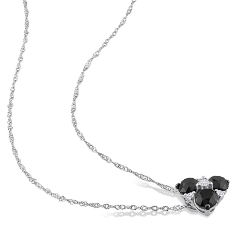 Black and White Diamond Pendant with Chain in 10K White Gold