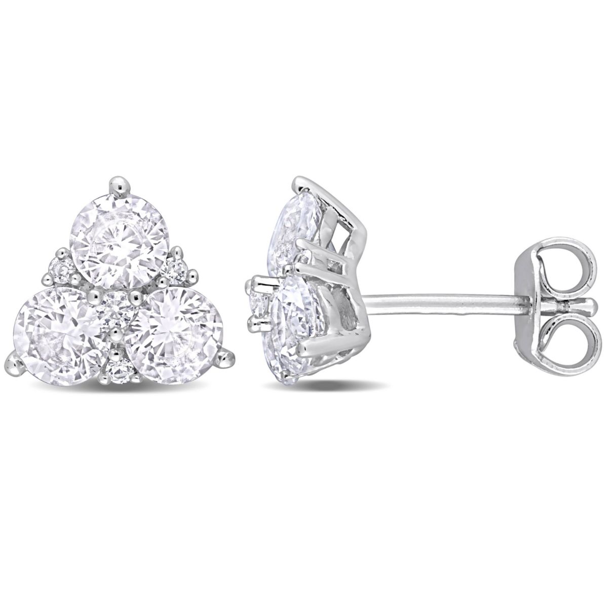 Lab Created Created White Sapphire Stud Earrings in Sterling Silver