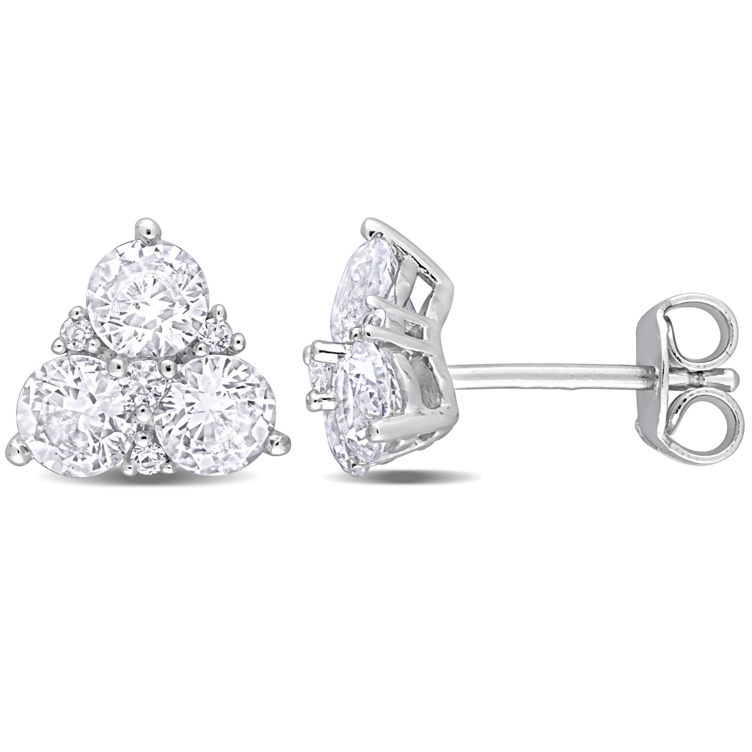 Lab Created Created White Sapphire Stud Earrings in Sterling Silver