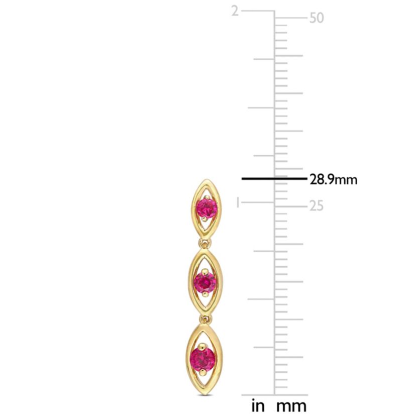 Lab Created Created Ruby Fashion Post Earrings in Yellow Plated Sterling Silver