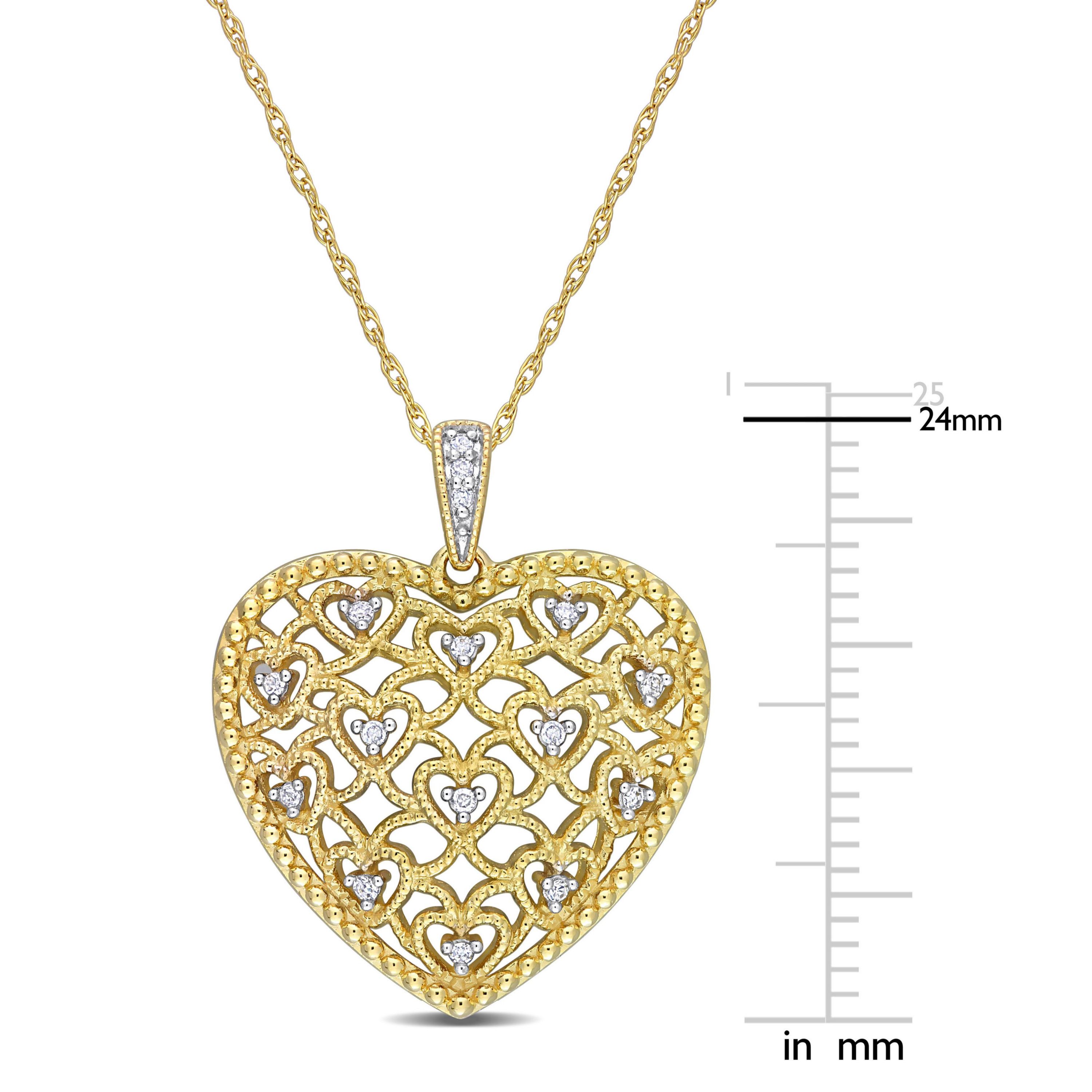 1/10 ct. t.w. Diamond Heart Pendant with Chain in 10K Yellow Gold