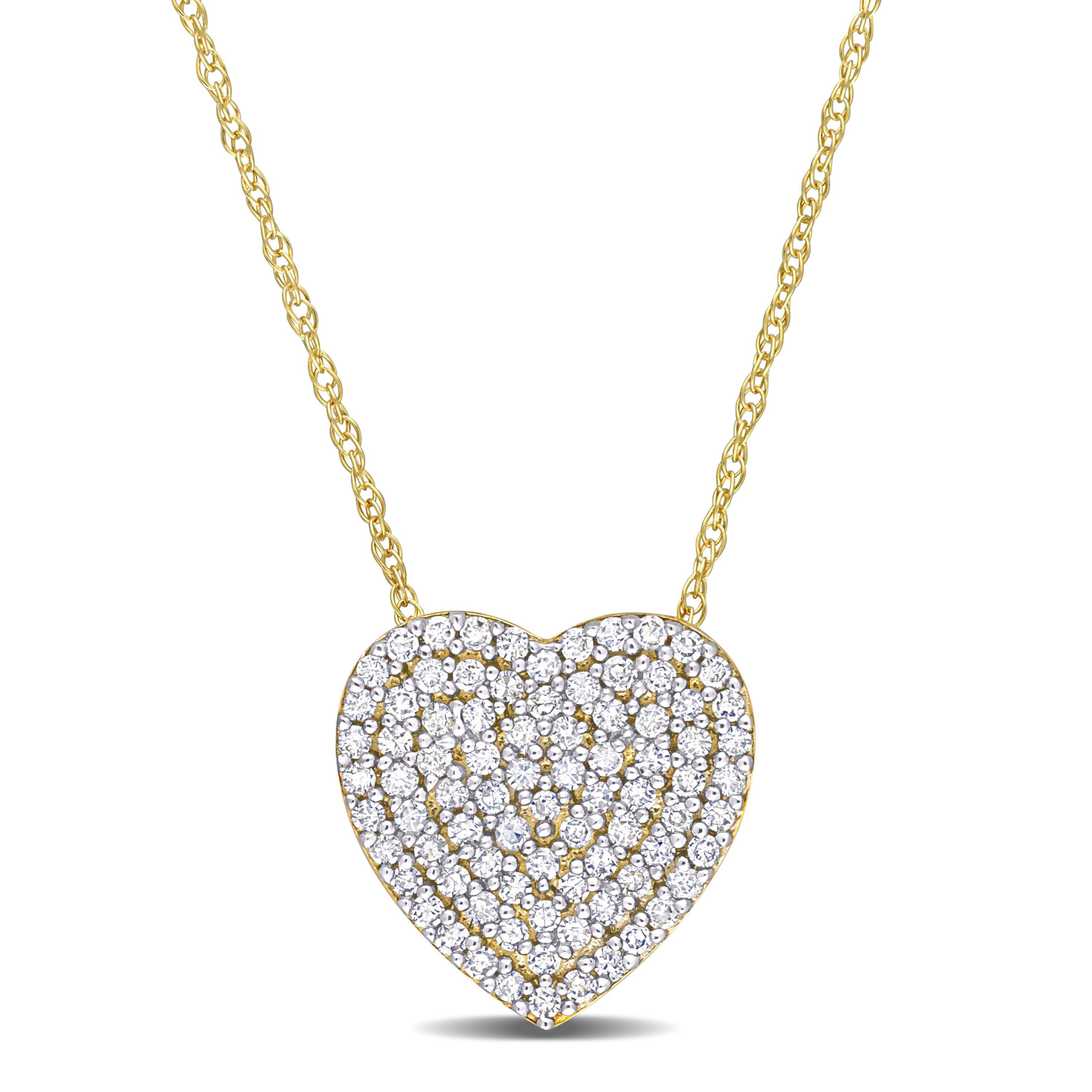 1/4 ct. t.w. Diamond Heart Pendant with Chain in 10K Yellow Gold
