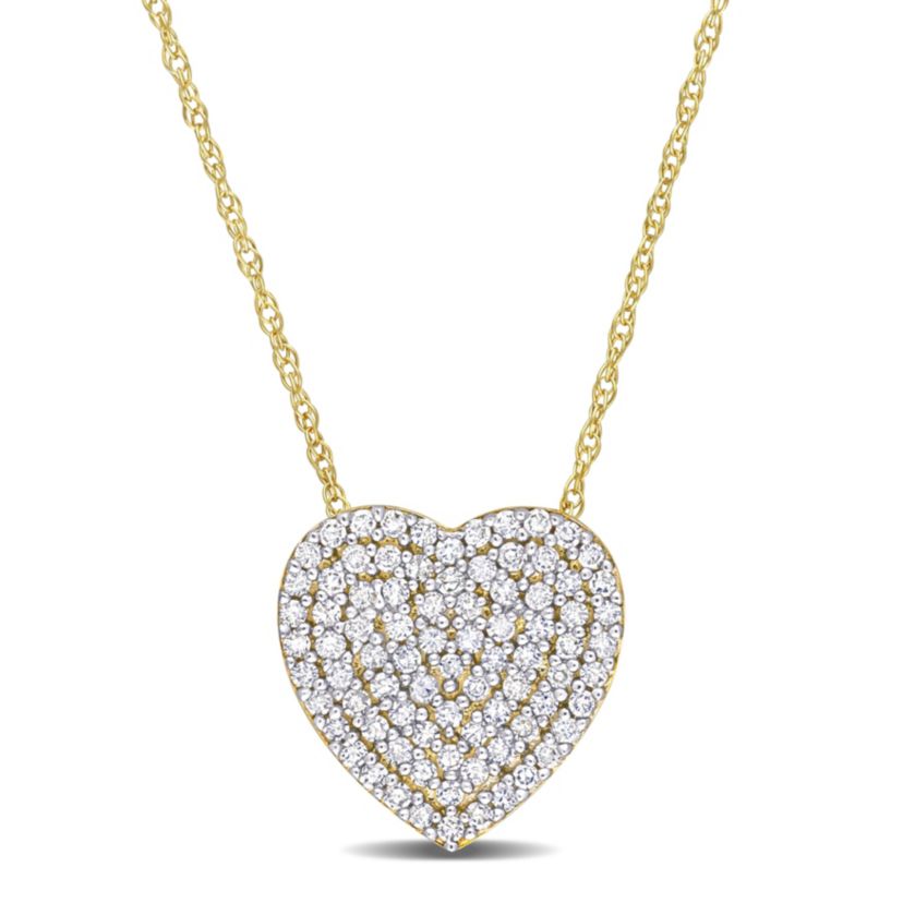 1/4 ct. t.w. Diamond Heart Pendant with Chain in 10K Yellow Gold