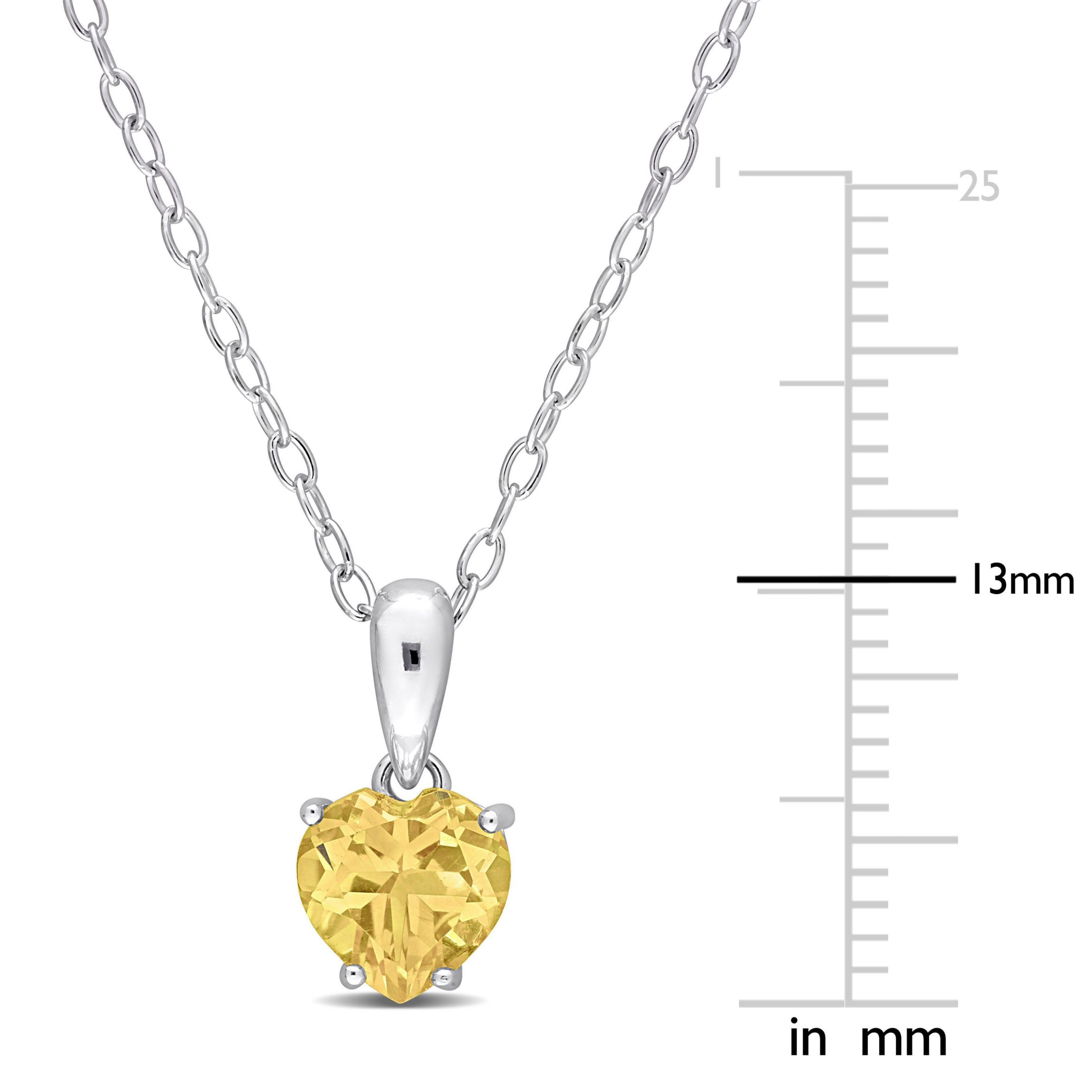 Citrine Heart Pendant with Chain in Sterling Silver
