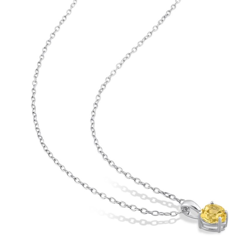 Citrine Heart Pendant with Chain in Sterling Silver