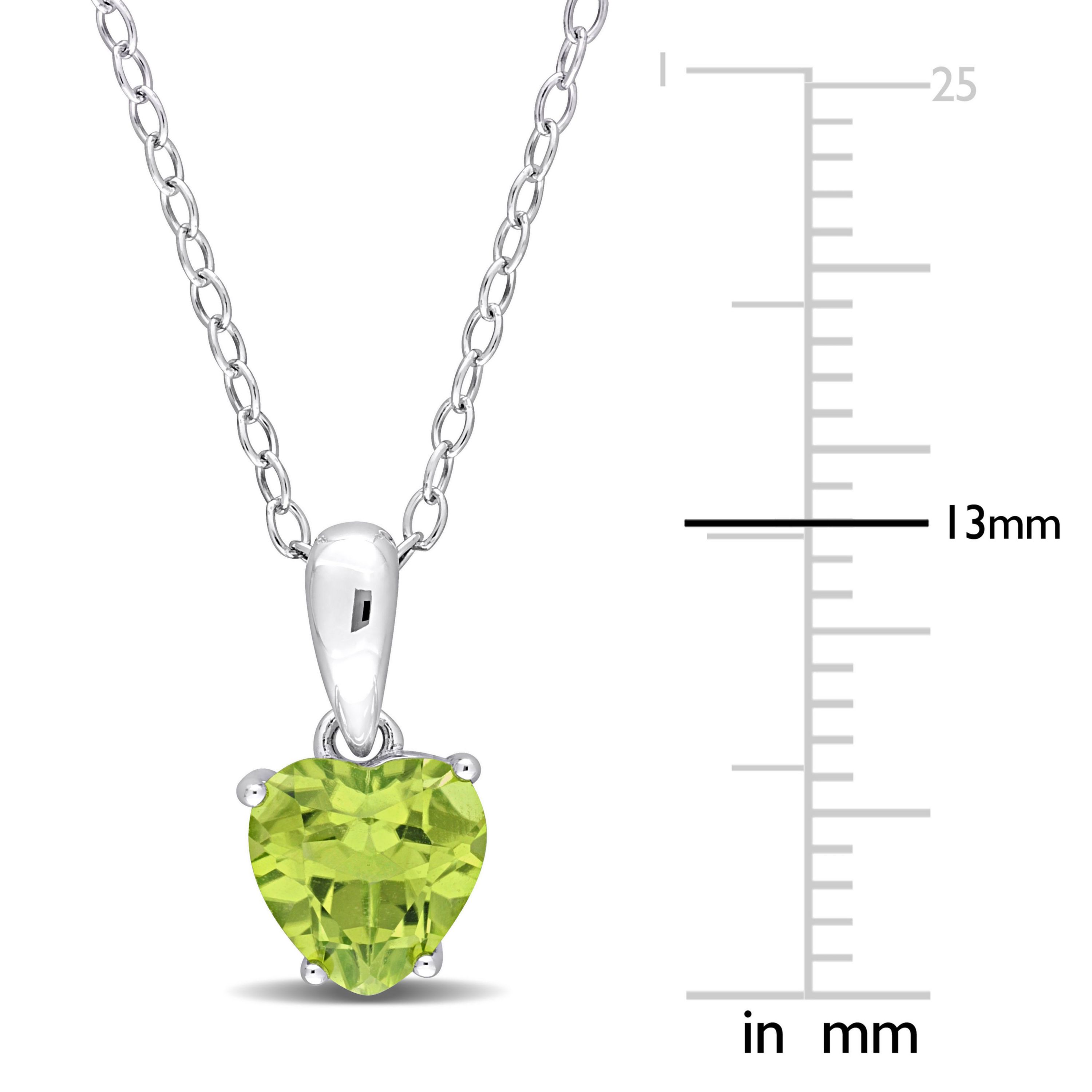 Peridot Heart Pendant with Chain in Sterling Silver