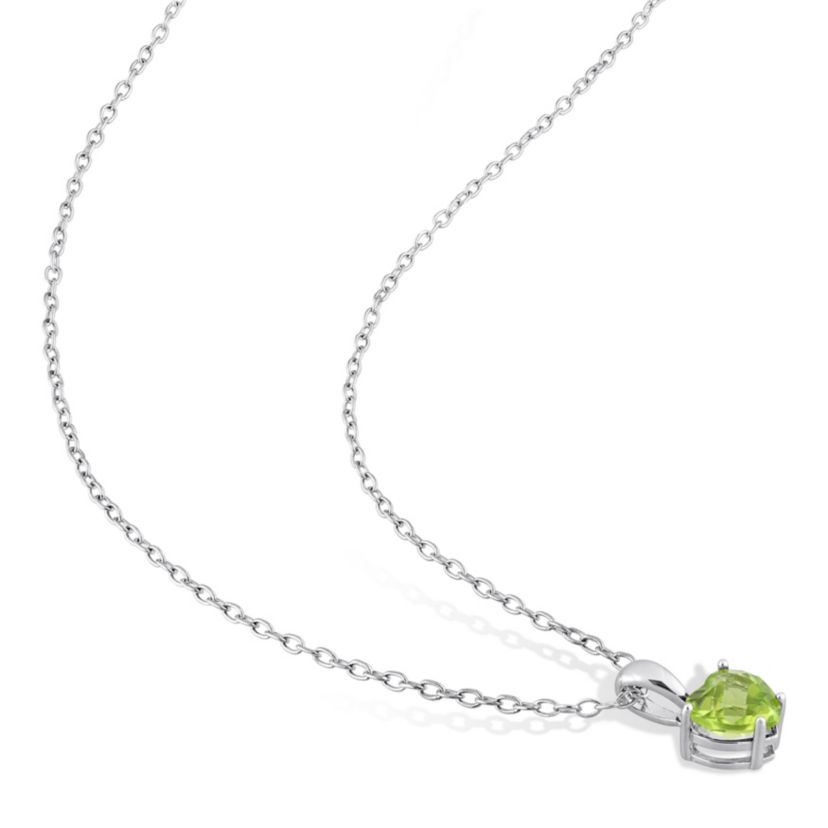 Peridot Heart Pendant with Chain in Sterling Silver